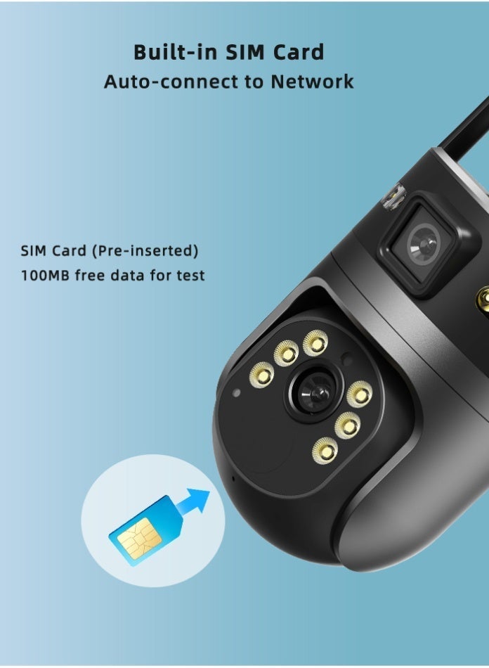 آي كام 365 كاميرا خارجية تعمل بالطاقة الشمسية بدقة 8 ميجابكسل، تدعم شبكة الجيل الرابع، عدسة مزدوجة ورؤية مزدوجة، تحكم 360 درجة في الحركة، تتبع بشري بالذكاء الاصطناعي، كشف حركة بالأشعة تحت الحمراء، رؤية ليلية ملونة، صوت ثنائي الاتجاه، شريحة SIM مدمجة - مناسبة للمنازل والمزارع والمواقع والمناطق النائية - Image 3